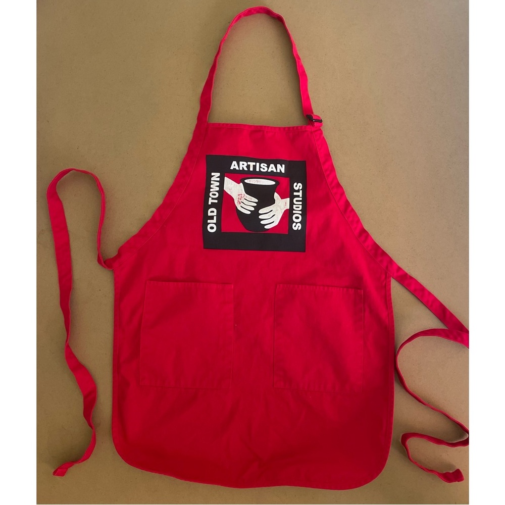 Red Artisan Old Town Art Studios Apron with Pockets